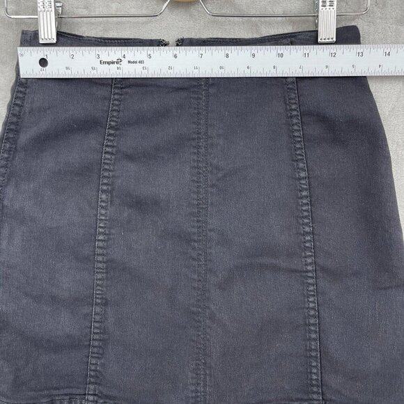 Free People Modern Femme Mini Skirt Black Stretch Denim Indie Sleaze - Picture 5 of 10